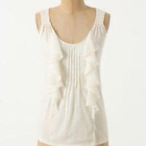 TINY Anthropologie Ruffled Cream Tank Top Sz. S